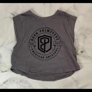 Grey Born Primitive Cropped Graphic Tee
